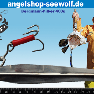 Bananenpilker 400g Taumelpilker Bergmannpilker Edelstahl-Pilker rostfrei mit massivem Wirbel und 4x-Drillingshaken